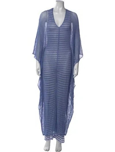 Pre-owned Missoni Striped V-neck Jumpsuit In Blue