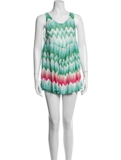 Pre-owned Missoni Striped V-neck Jumpsuit In Green