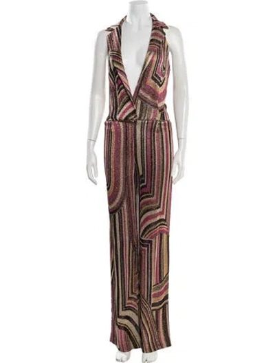 Pre-owned Missoni Striped V-neck Jumpsuit In Neutral