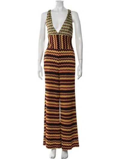 Pre-owned Missoni Striped V-neck Jumpsuit In Red
