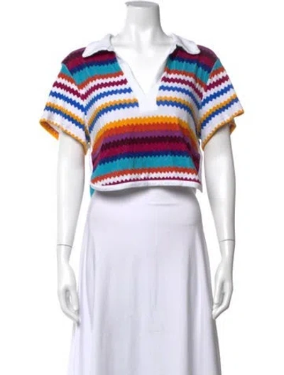 Pre-owned Missoni Striped V-neck Polo In White