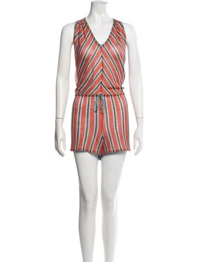 Pre-owned Missoni Striped V-neck Romper In Multicolor