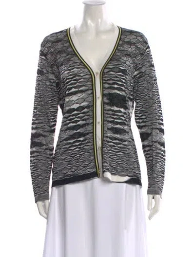 Pre-owned Missoni Striped V-neck Sweater In Black