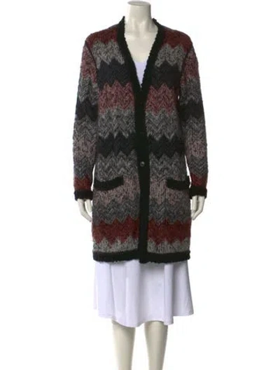 Pre-owned Missoni Striped V-neck Sweater In Black
