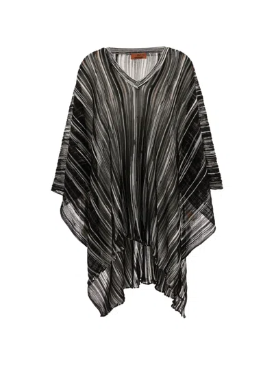 Missoni Striped V-neck Sweater In Black