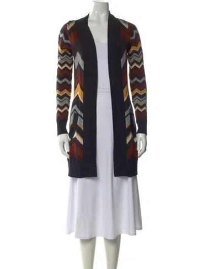 Pre-owned Missoni Striped V-neck Sweater In Black
