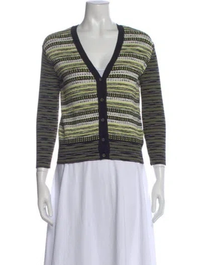 Pre-owned Missoni Striped V-neck Sweater In Black