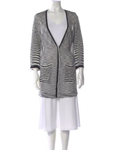 Pre-owned Missoni Striped V-neck Sweater In Black