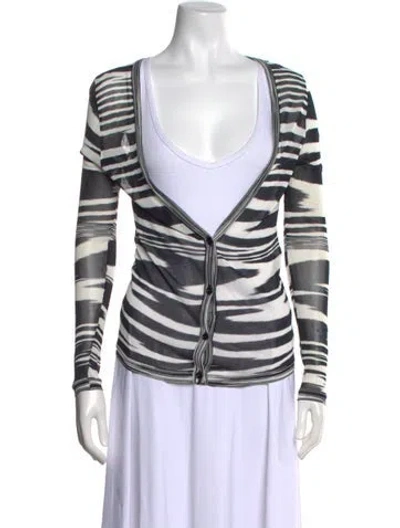 Pre-owned Missoni Striped V-neck Sweater In Black