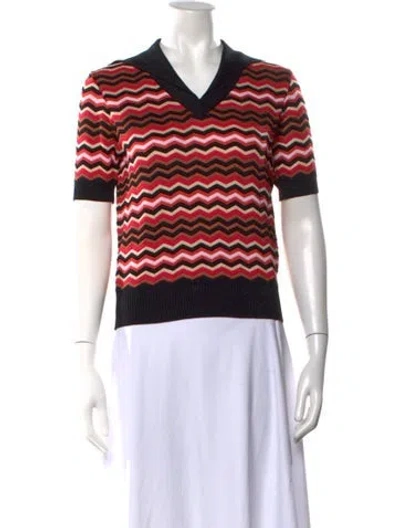 Pre-owned Missoni Striped V-neck Sweater In Black