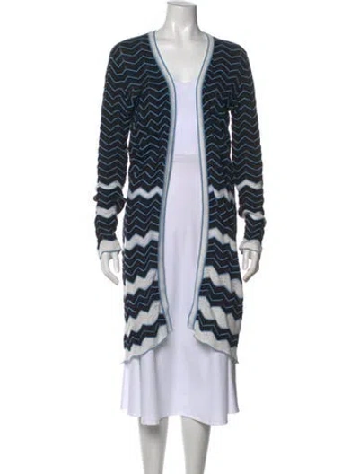 Pre-owned Missoni Striped V-neck Sweater In Black