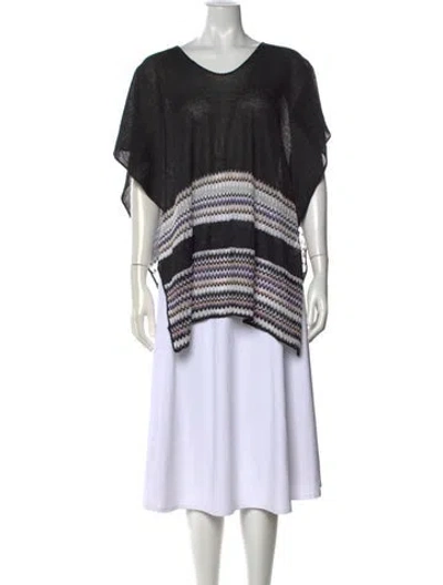 Pre-owned Missoni Striped V-neck Sweater In Black