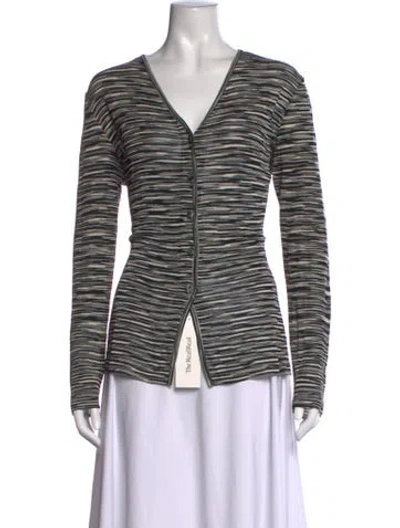 Pre-owned Missoni Striped V-neck Sweater In Black