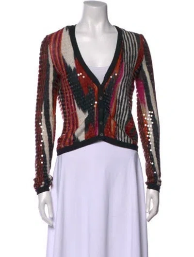 Pre-owned Missoni Striped V-neck Sweater In Black