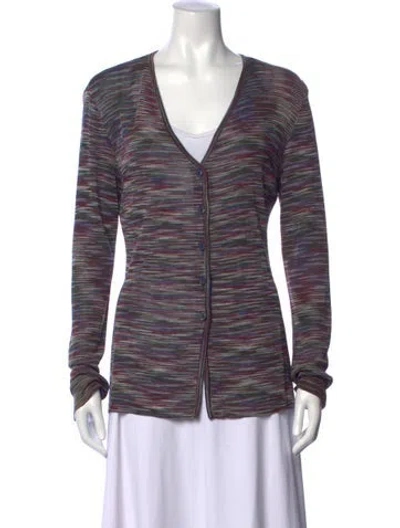 Pre-owned Missoni Striped V-neck Sweater In Black