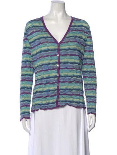 Pre-owned Missoni Striped V-neck Sweater In Blue