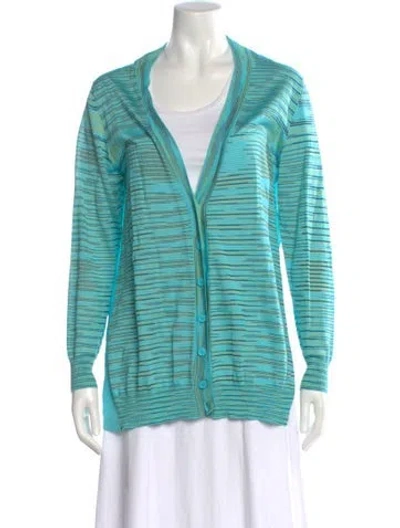 Pre-owned Missoni Striped V-neck Sweater In Blue