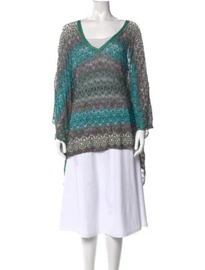 Pre-owned Missoni Striped V-neck Sweater In Blue