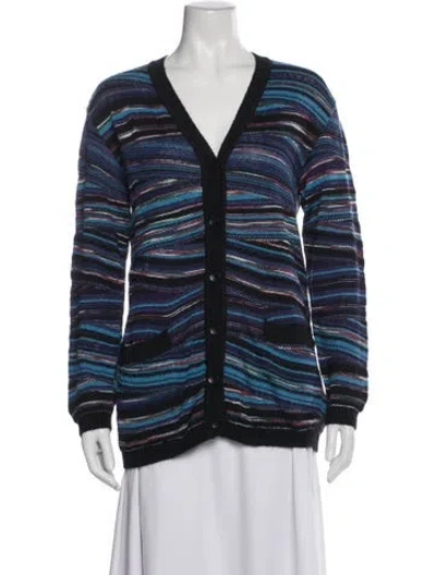 Pre-owned Missoni Striped V-neck Sweater In Blue