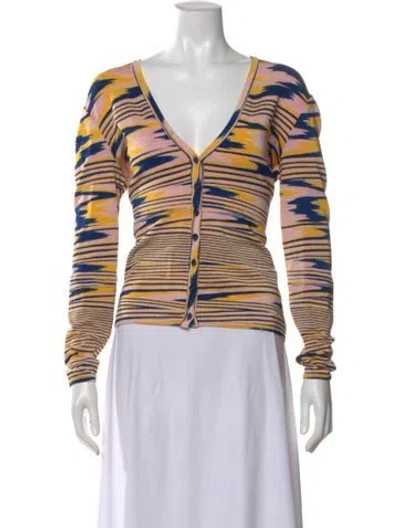 Pre-owned Missoni Striped V-neck Sweater In Blue