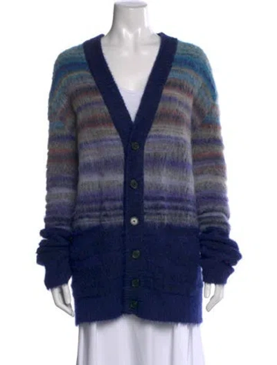Pre-owned Missoni Striped V-neck Sweater In Blue