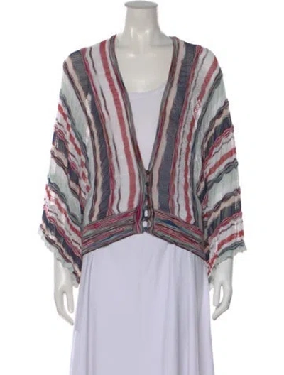Pre-owned Missoni Striped V-neck Sweater In Blue