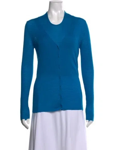Pre-owned Missoni Striped V-neck Sweater In Blue
