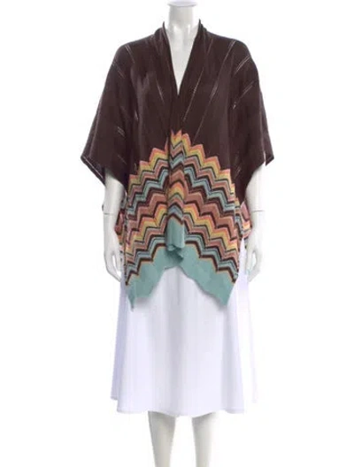 Pre-owned Missoni Striped V-neck Sweater In Brown