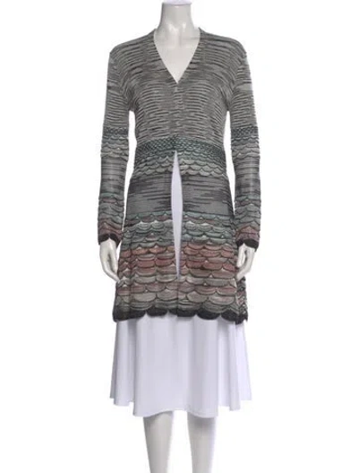 Pre-owned Missoni Striped V-neck Sweater In Gray