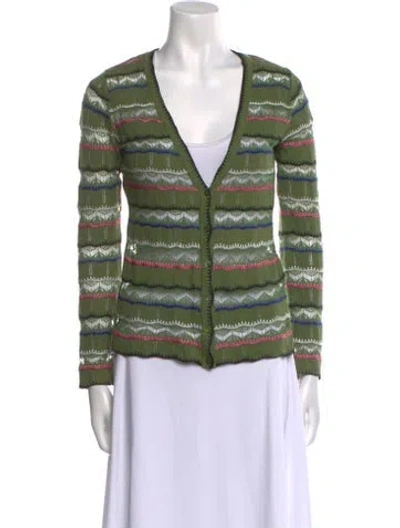 Pre-owned Missoni Striped V-neck Sweater In Green