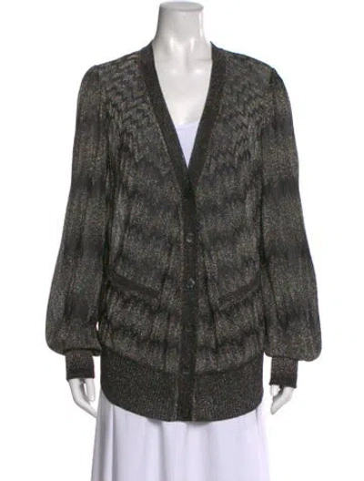 Pre-owned Missoni Striped V-neck Sweater In Green