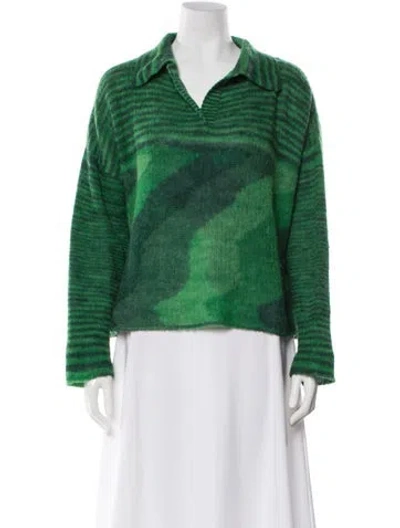 Pre-owned Missoni Striped V-neck Sweater In Green