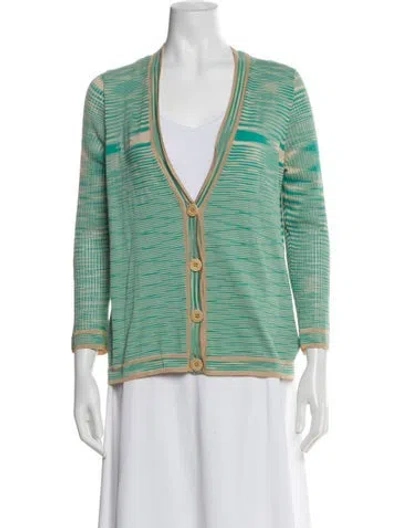 Pre-owned Missoni Striped V-neck Sweater In Green