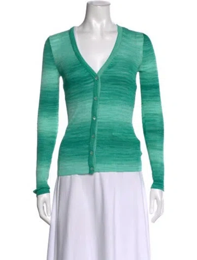 Pre-owned Missoni Striped V-neck Sweater In Green