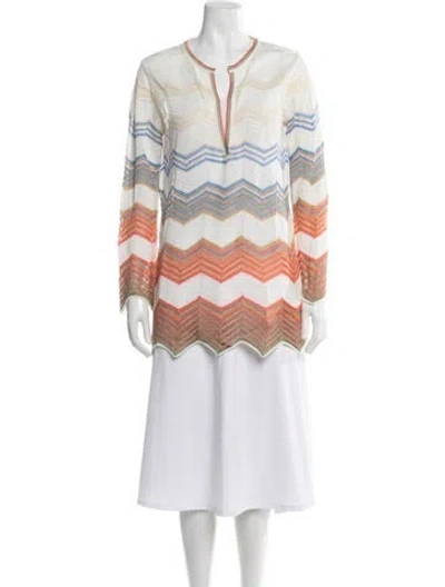 Pre-owned Missoni Striped V-neck Sweater In Grey