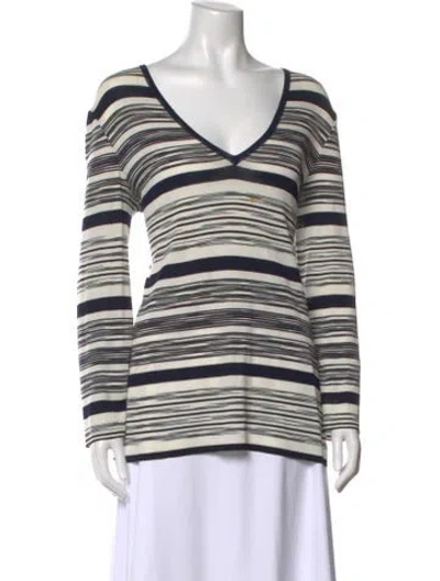 Pre-owned Missoni Striped V-neck Sweater In Neutral