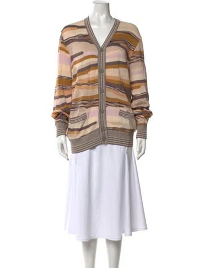 Pre-owned Missoni Striped V-neck Sweater In Neutrals