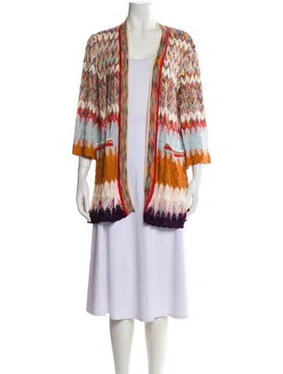 Pre-owned Missoni Striped V-neck Sweater In Orange