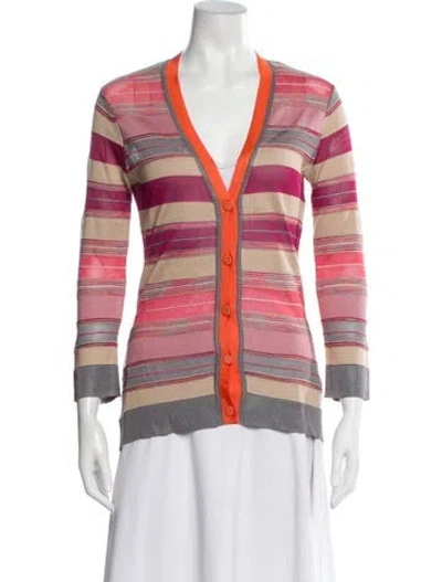 Pre-owned Missoni Striped V-neck Sweater In Pink