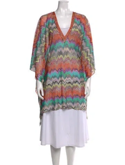 Pre-owned Missoni Striped V-neck Sweater In Pink