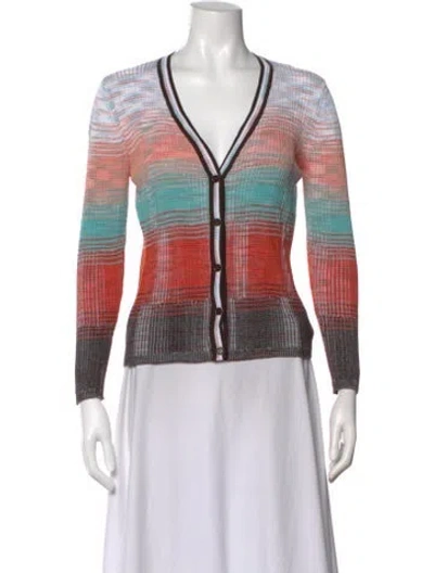Pre-owned Missoni Striped V-neck Sweater In Pink