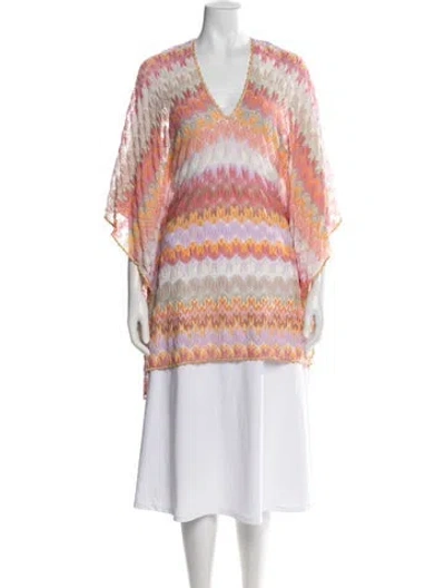 Pre-owned Missoni Striped V-neck Sweater In Pink