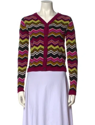 Pre-owned Missoni Striped V-neck Sweater In Purple