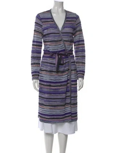 Pre-owned Missoni Striped V-neck Sweater In Purple
