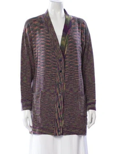 Pre-owned Missoni Striped V-neck Sweater In Purple