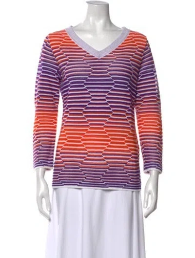 Pre-owned Missoni Striped V-neck Sweater In Purple
