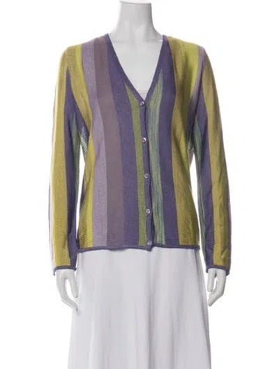 Pre-owned Missoni Striped V-neck Sweater In Purple