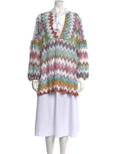 Pre-owned Missoni Striped V-neck Sweater W/ Tags In Multi