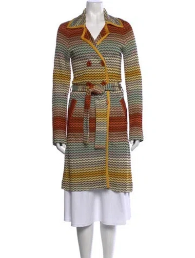 Pre-owned Missoni Striped V-neck Sweater W/ Tags In Orange