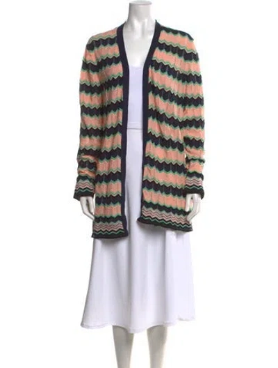 Pre-owned Missoni Striped V-neck Sweater W/ Tags In Pink